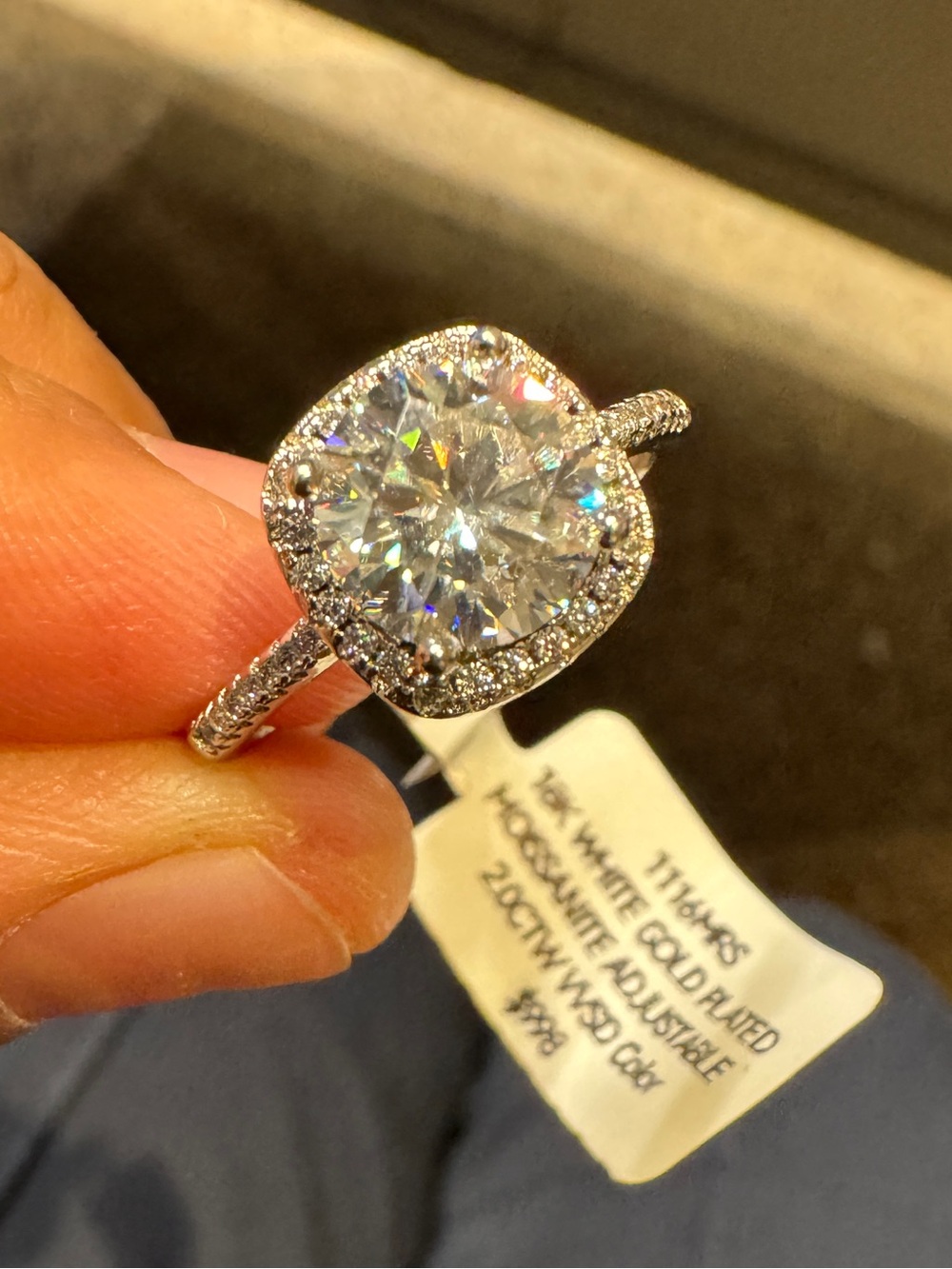 2 Ctw Moissanite Solitaire Round Ring 18 k white gold plated